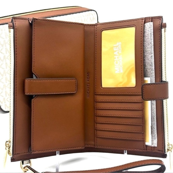 Michael Kors Large EW Crossbody Bag & Large Double Zip Wallet Vanilla - Picture 12 of 13